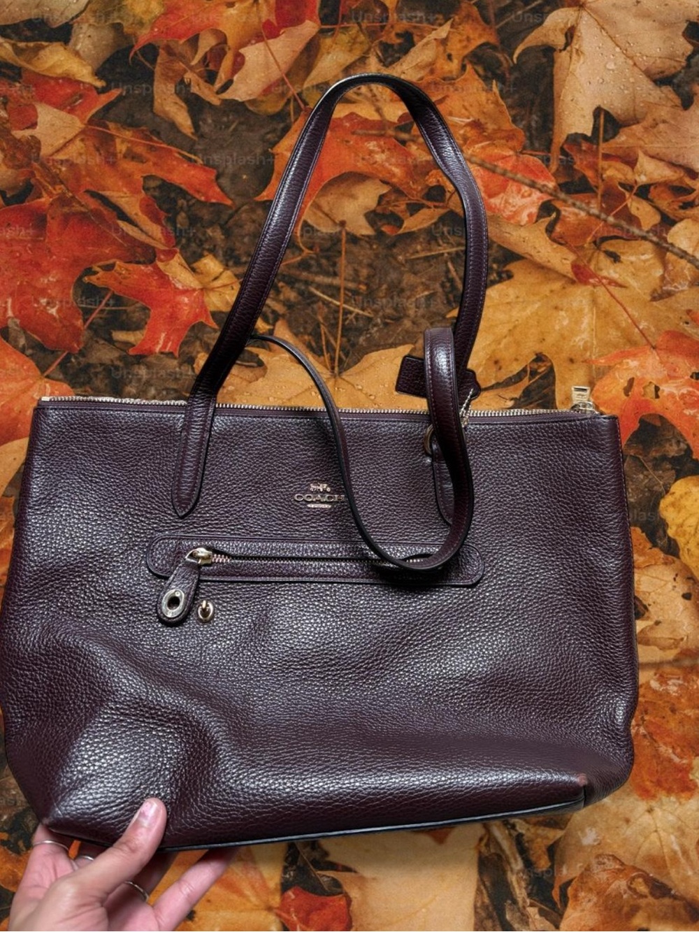 Coach Taylor Dark Brown Pebble Leather Tote Shoulder Bag
